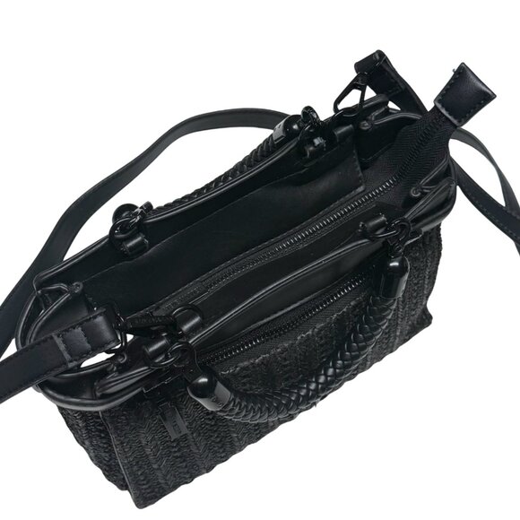 Steve Madden “Bhaymann” Woven Black Satchel – Braided Handle - Picture 3 of 13